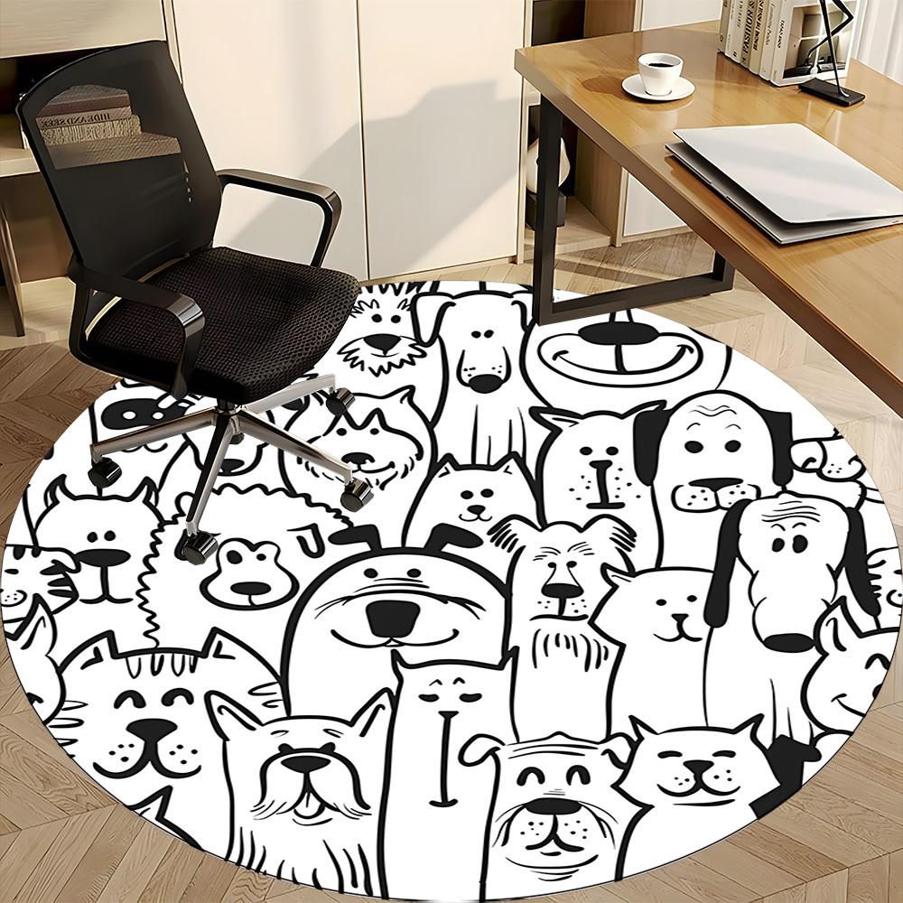 1pc Dog Prints Chair Carpet for Office Non Slip, Lightweight, Machine Washable Rug for Office Holiday Decor