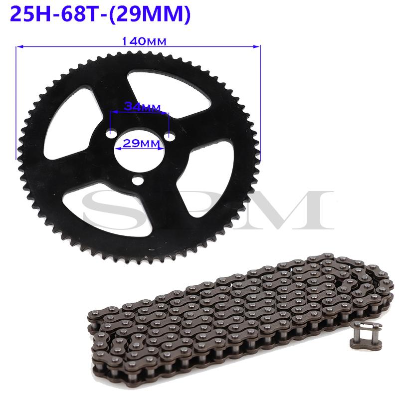 25H Kette Kettenblatt 144/158 Glieder 25H 62/64/66/68/72/74/76 26mm Hinteres Kettenblatt Geeignet für Minimotorrad 47cc 49cc