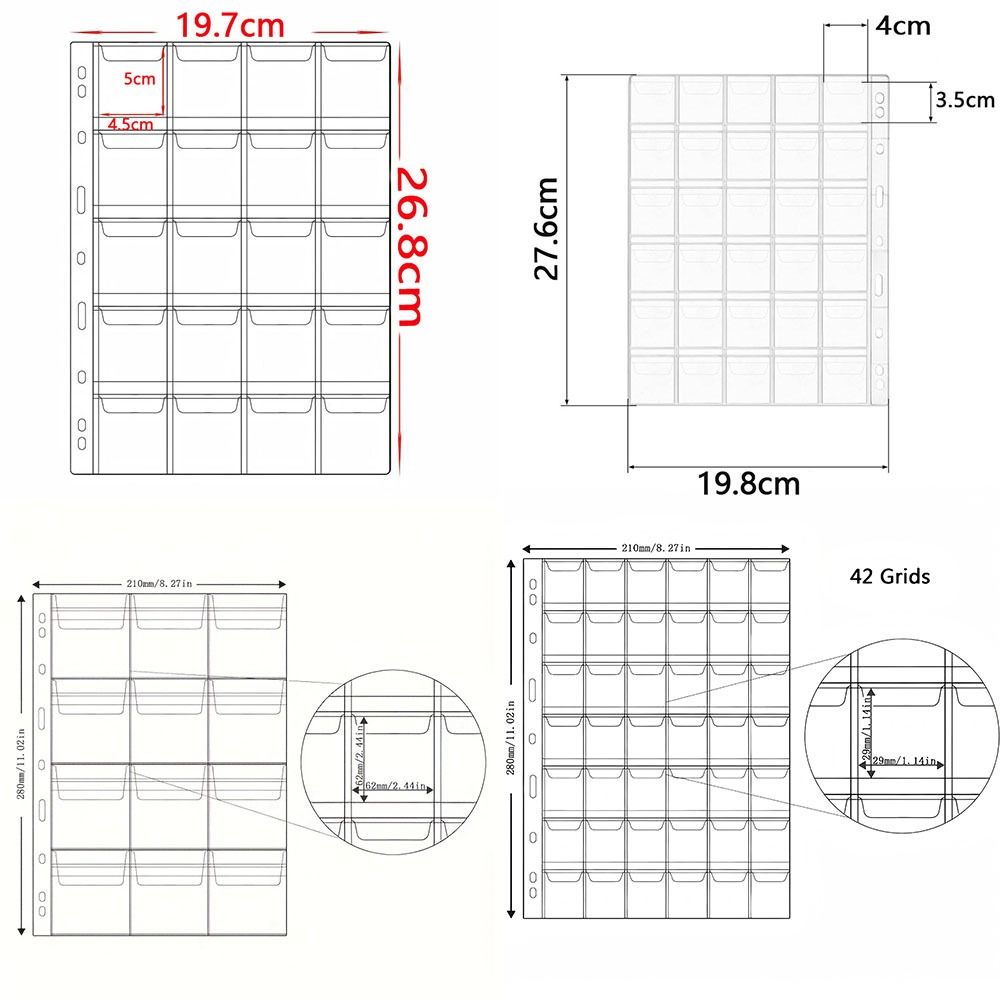 Transparent Inside Pages Coin Album Page PVC Badge Protector  for Coins&Badge