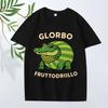 Glorbo Fruttodrillo Italienisches Brainrot Meme T-Shirt Herren Damen Oversized 100% Baumwolle lustig Kurzarm Sommerdruck Unisex Oberteile