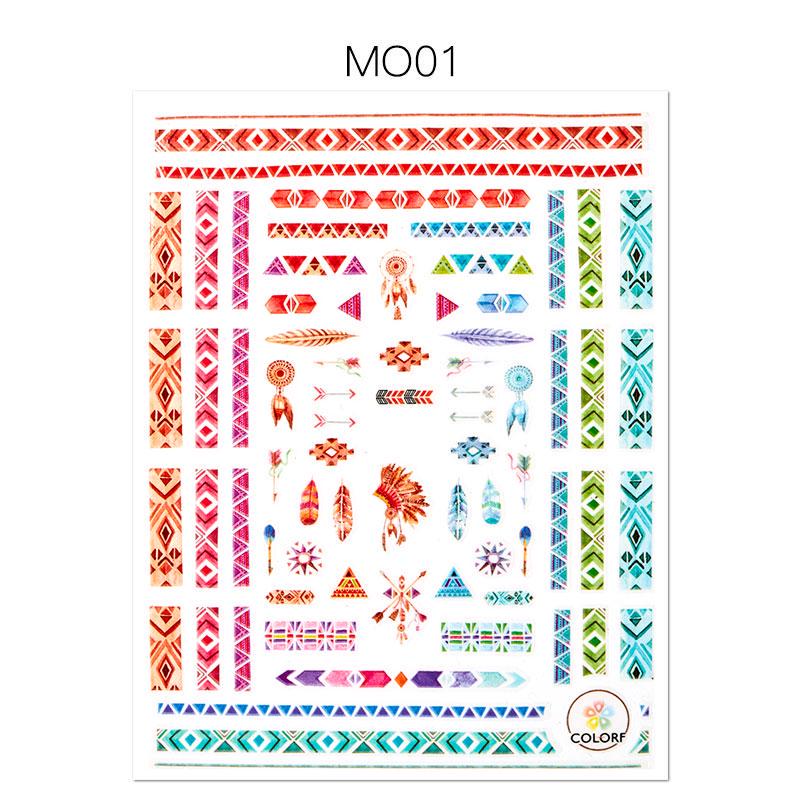 Gold 3D Geometric Pattern Heart Star Stripes Water Transfer Stickers Nail Art Decoration