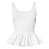 Square Neck Tank Tops For Women Sleeveless Backless Crop Top With Peplum Bubble Hem Summer Top Black White