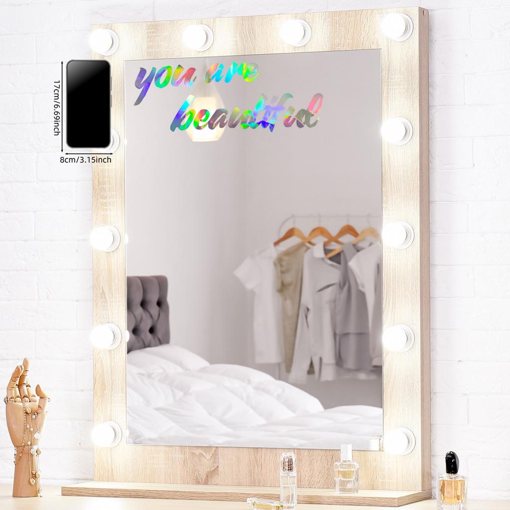 Ls13520 Laser Material Gradual Change Color English Inspirational Phrase Wall Sticker Viewing Angle Different Pattern Color