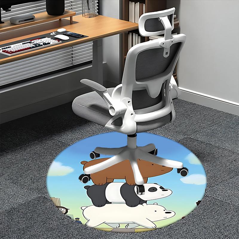

Round Chair Mat - Cute Cartoon Bear Stack Design Round Carpet for Home Decor, Office Use, Living Room 80cm