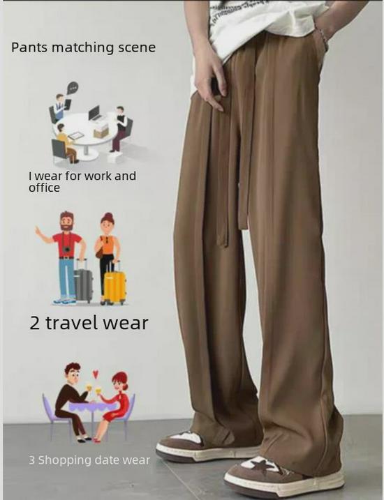 Pánské 2023 Ledové Hedvábí Kalhoty s Širokými Nohavicemi Casual - Letní Módní Trend