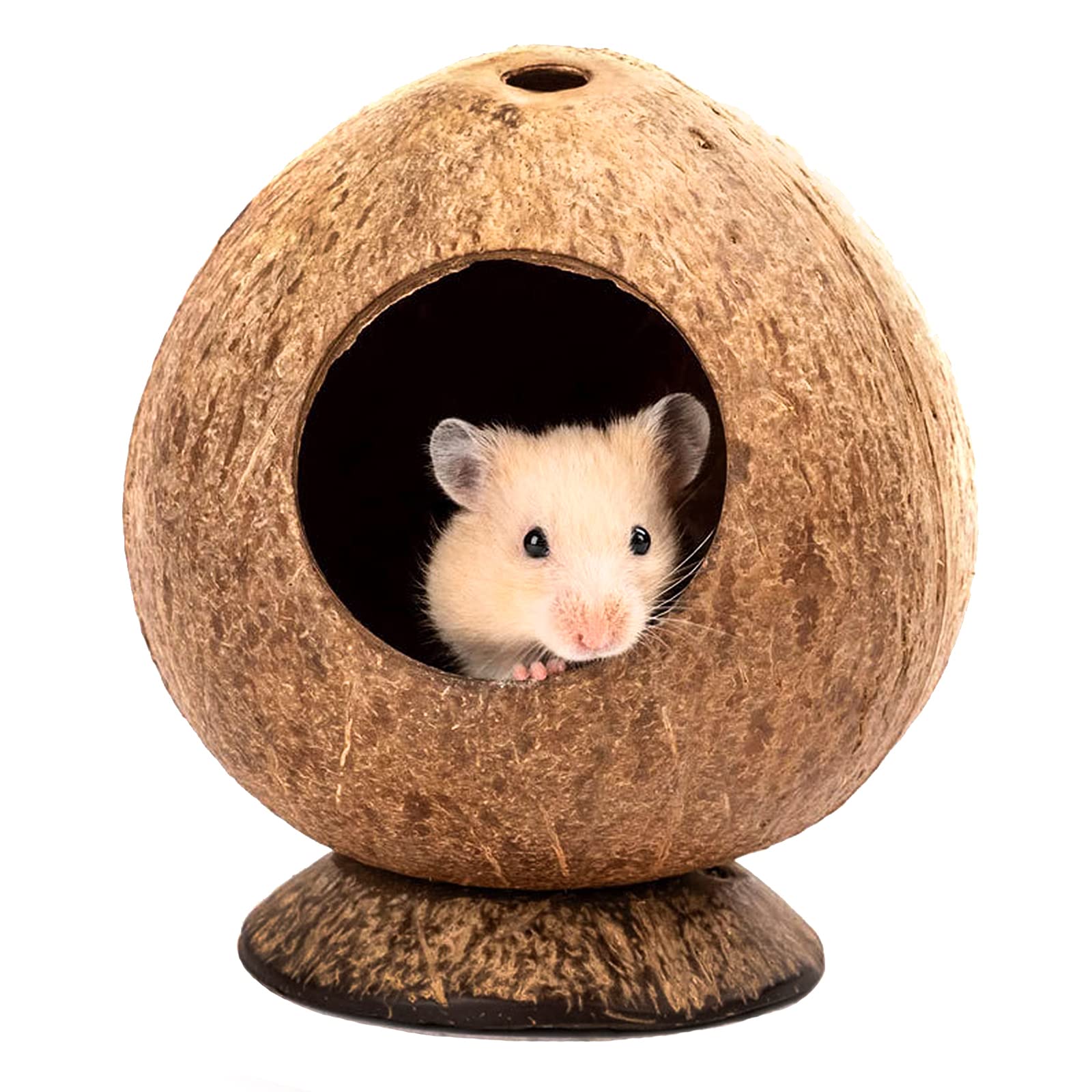 QMYYYAS Hamster House, Coconut Hut, Bed Cage, Toy Birdhouse, Small Pet Habitat, Gecko Nest, Small Animal Hideout, Cage, Habitat Decoration (12x12x13.5