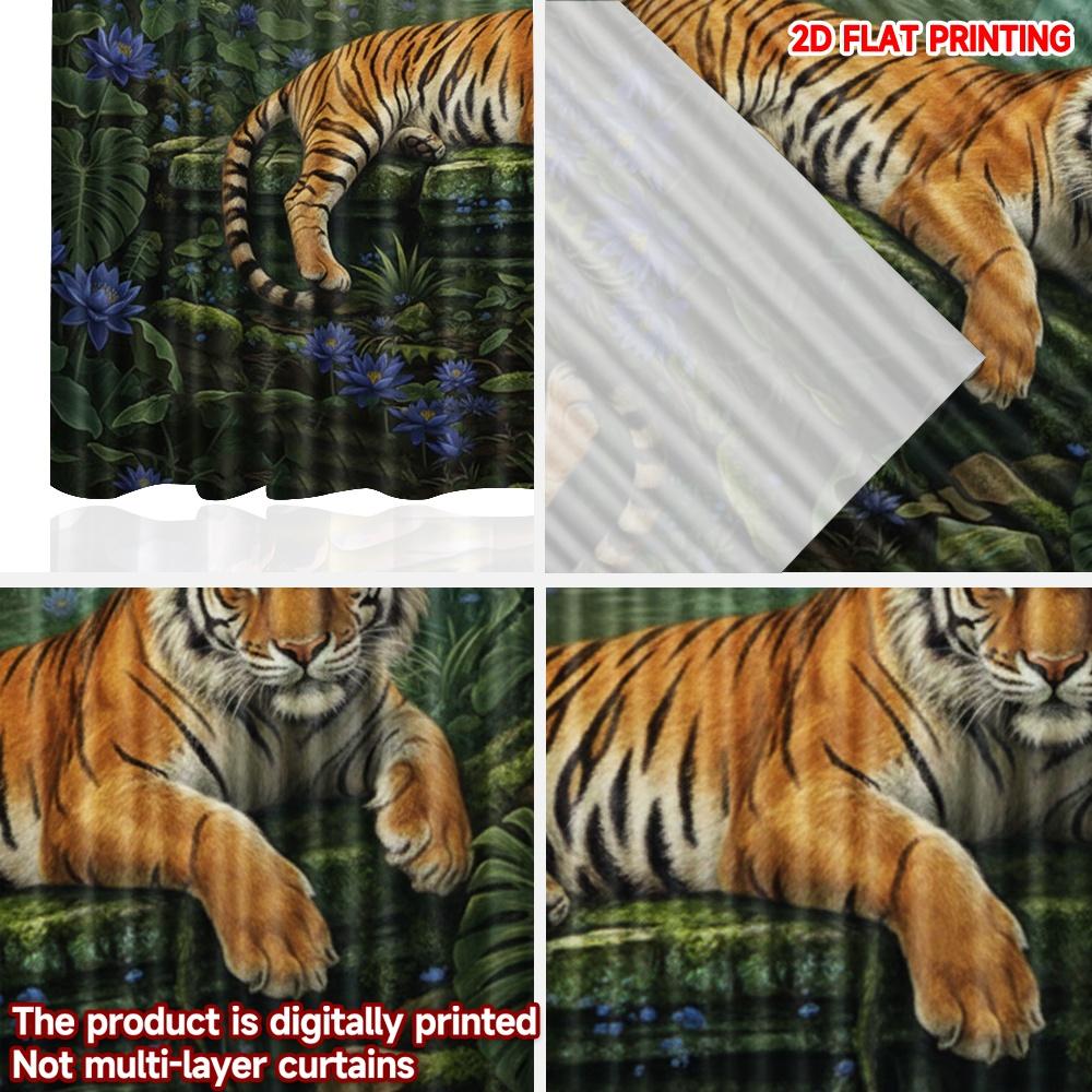 Flat Printing Happy Valentine Day Window Curtains Leopard Rainforest Digital Printed Polyester Drapes Holiday Curtain Set Of 2 Made Washable
