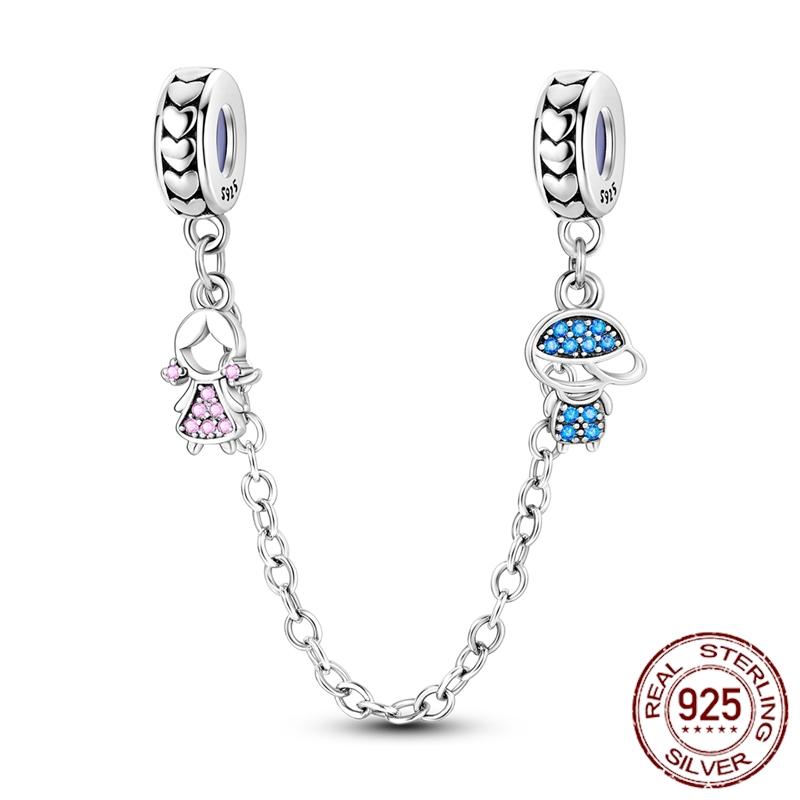 Copper Stars Moon Sun Clover Safety Chains Pendant Charms Beads Fit Original Bracelets Diy Jewelry Gift For Women