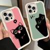 Phone Case for iPhone 17 Air 16E 15 16 Pro Max Black Cat Cartoon Cute Cover 14 Plus 13 12 Mini Soft Shell Silicone Fundas
