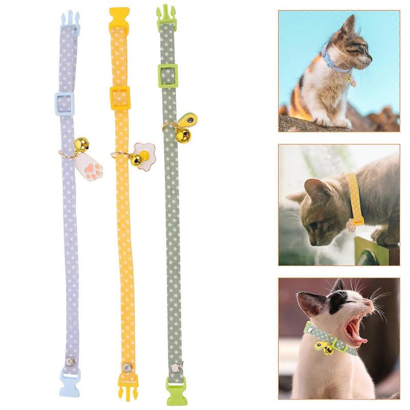 Cat Collar Adjustable Decorative Kitten Collar 9Pcs Pet Supplies Kit