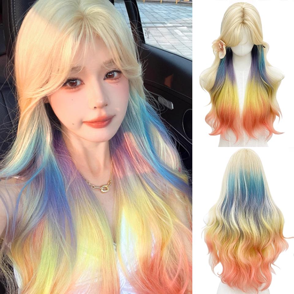 

Highlighted Curly Synthetic Lolita Wig for Women Long Curly Wig with Straight Bangs Suitable for Women s Everyday Wear 65CM