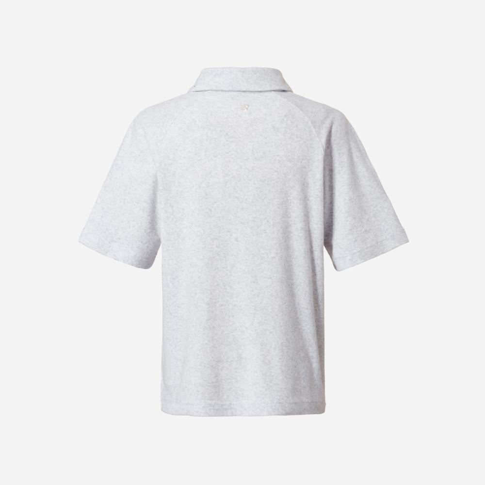 New Balance Uni Summer Terry Zip Up Collar T shirT Nbnfeb1613   16  lighT Gray