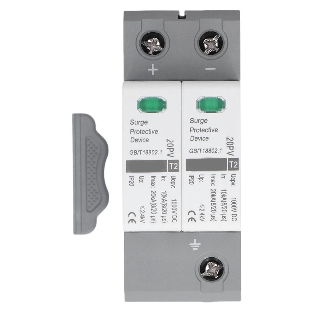 Surge Protective Device DIN Rail Mount Arrester Electric Shock Protector 1000VDC 2P 10?20KA