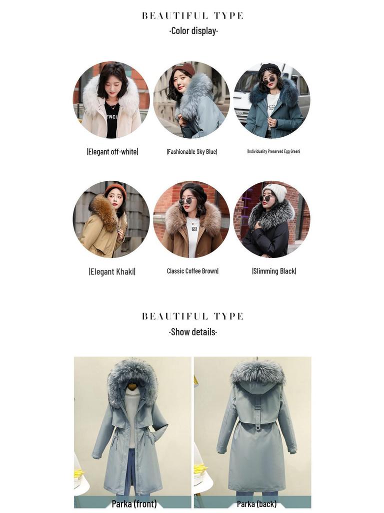 Women's Mid-Length Cotton Coat, 2024 Winter Loose Korean Style Jacket with Thick Velvet Lining and Detachable Parka