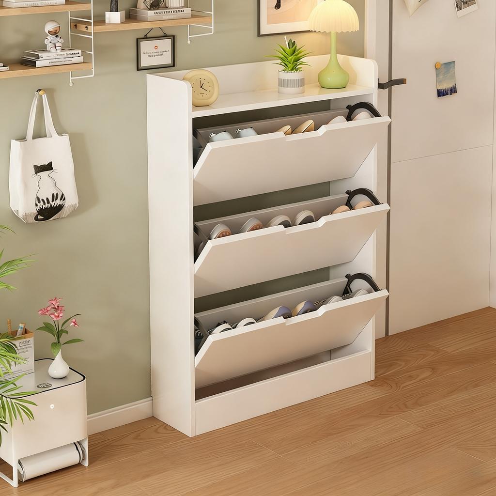 Multifunctional Shoe Cabinet Wooden Narrow Large Capacity Storage Cabinet Simple Shoe Rack Sturdy and Stable Dustproof Shelf
