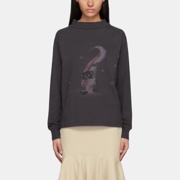 WE11DONE SS23 Gray Teddy Bear Print Crew Neck Pullover Long Sleeve Cartoon Sweatshirt Unisex Sweatshirt WD-TT1-23-793-U-CH