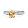 Citrine White Accented Band Design Ring- 925 Sterling Silver