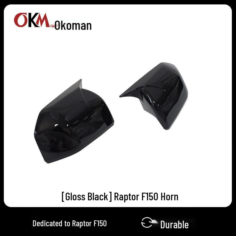 Ford F150 Rearview Mirror Cover for 2015-2020 Models - Raptor Style Protective Shell Glossy Black
