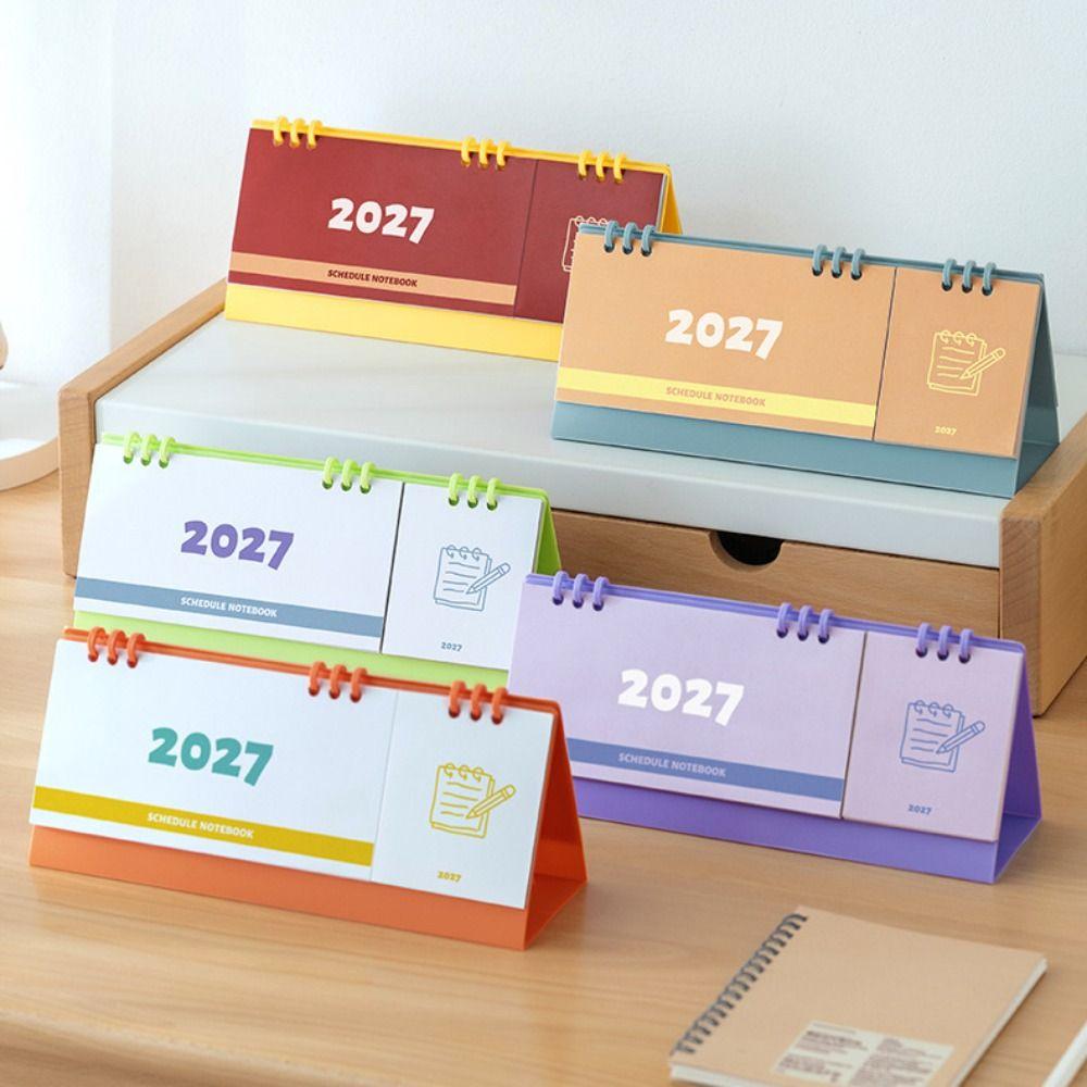 Simple Design 2027 Desk Calendar Mini Size Monthly Planner Portable Triangle Calendar Office Use