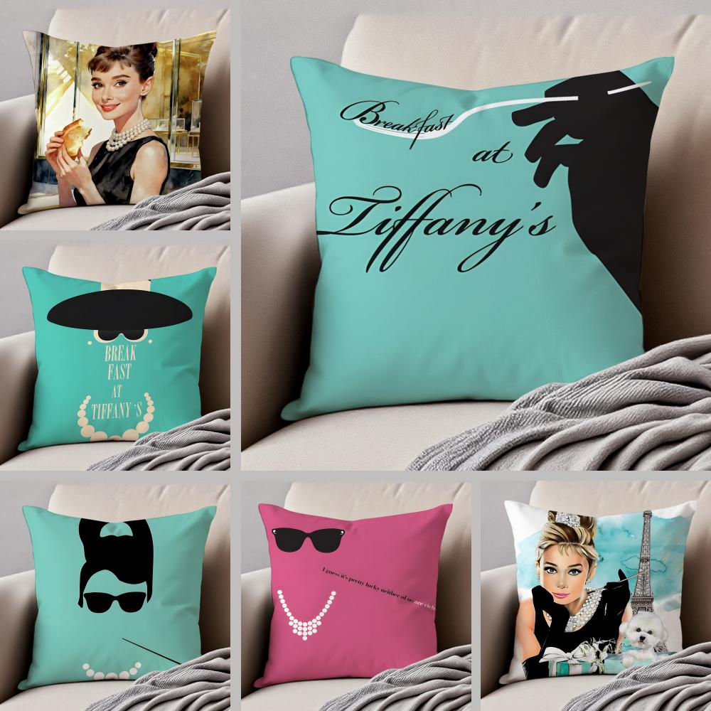 Bella Copricuscino Audrey Hepburn Colazione da Tiffany Copricuscino da Divano Bottone Nascosto Poliestere Resistente Cuscino per Sedia