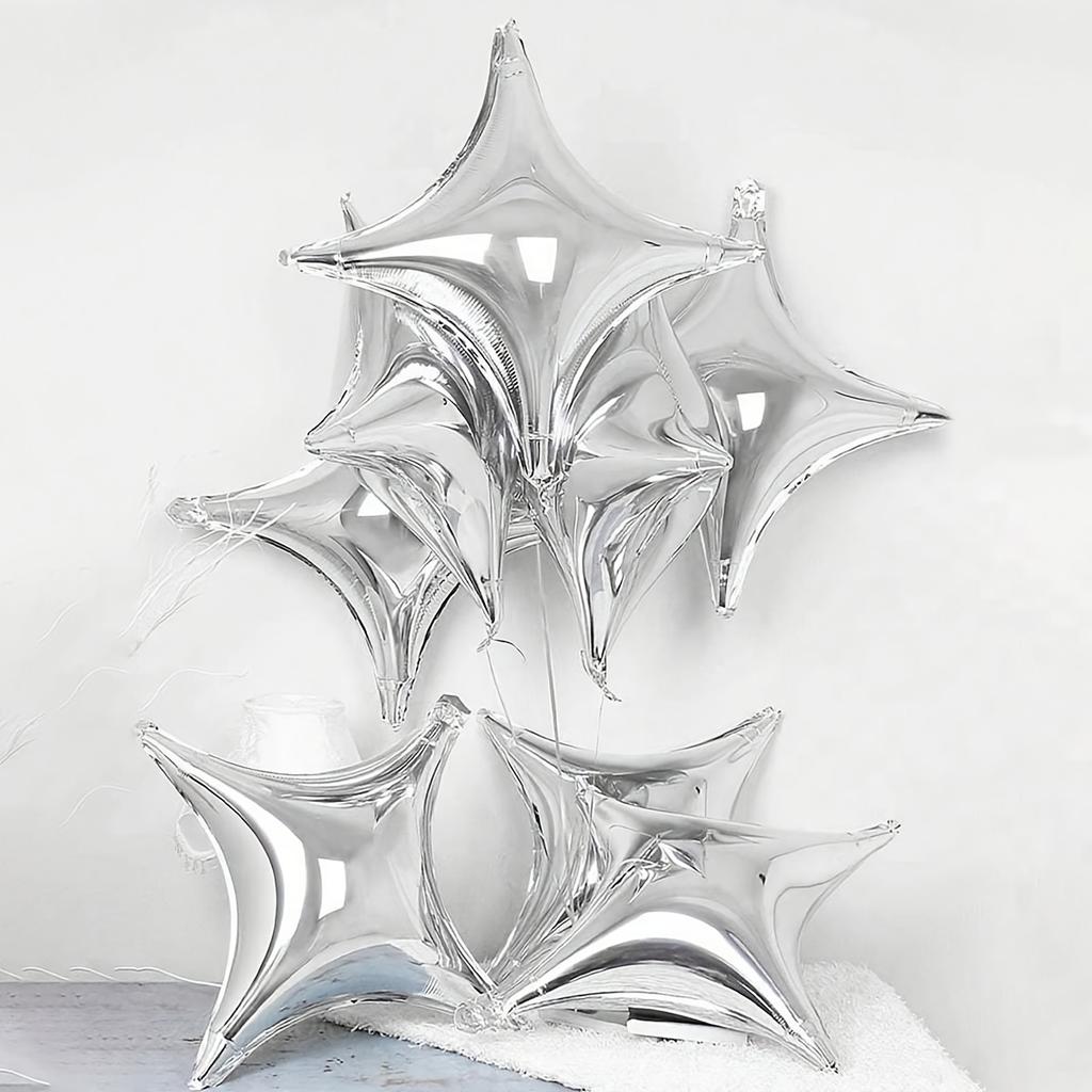 Set de 6/12 Ballons Étoile à Quatre Branches 10-26 Pouces Feuille Grandes Boules de Fête pour Anniversaire Mariage Décoration de Fête Scintillante
