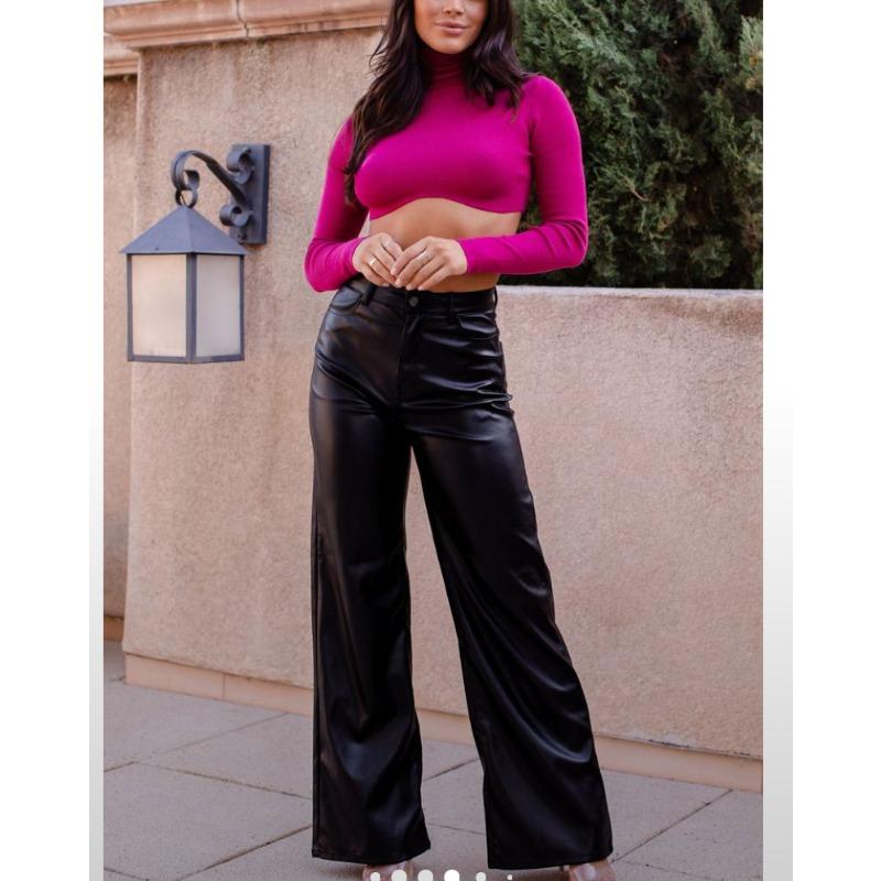 

Женские повседневные брюки прямого кроя, кожаные брюки, облегающие брюки с высокой талией в стиле ретро, свободные брюки с широкими штанинами, повседневные осенне-зимние XL