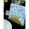 20pcs/Set Disposable Retro Blue Flower Printed Decoupage Napkins 13x13inch, Suitable for Weddings, Birthdays, Holidays