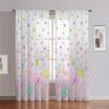 2PC Colorful Butterfly Sheer Curtains - Dreamy Pastel Rainbow Print Window Drapes for Girls Bedroom Kids Room Decor