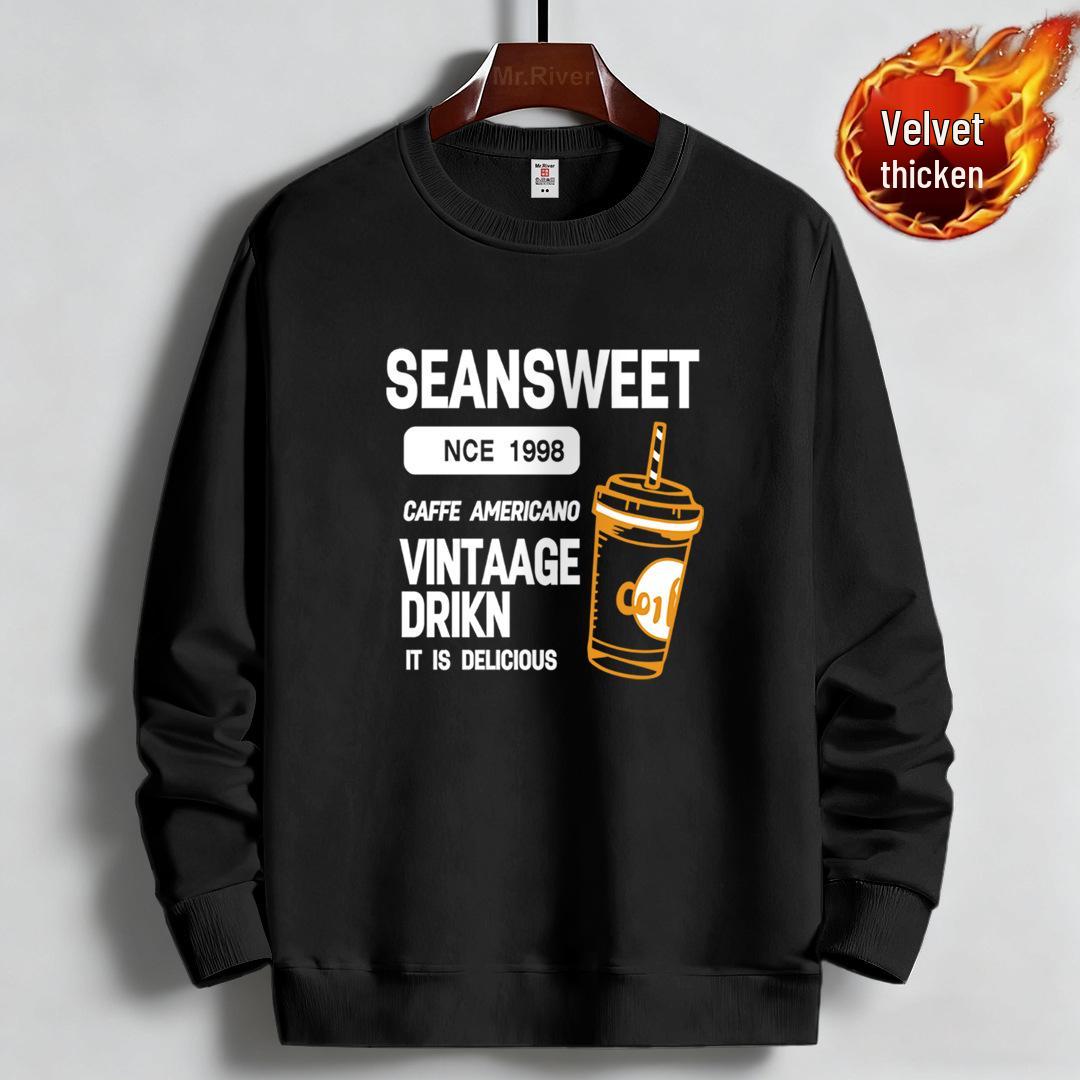 2025 Men s Plus Velvet Thickened Hoodie: Round Neck, Long Sleeve, Autumn/Winter Couple s Wear 4XL