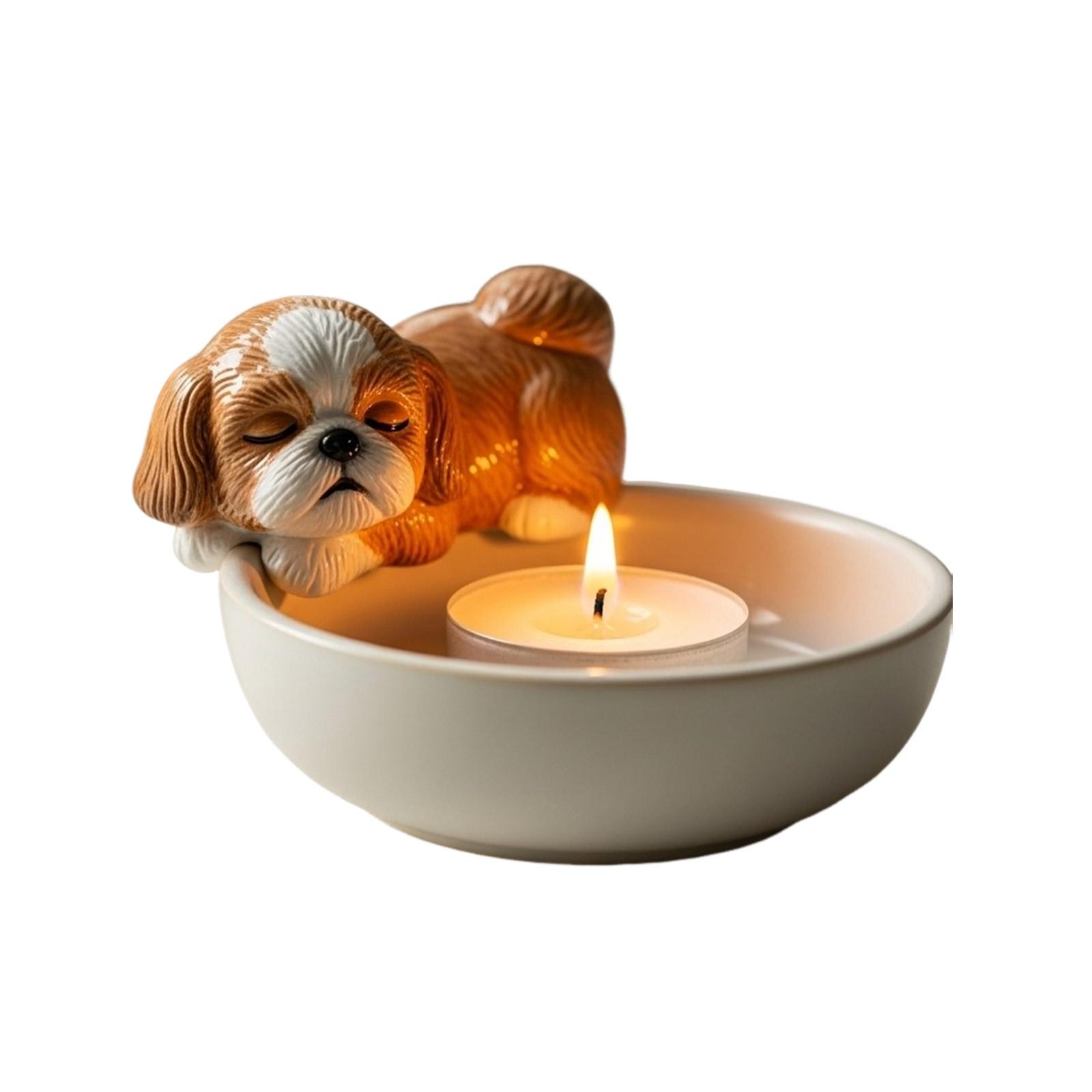 

Resin Puppy Candle Holder Ornaments Resin Ornaments Crafts One Size