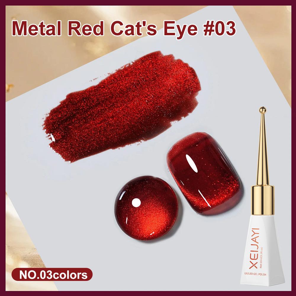 1pc 10ml Red Cat Eye Gel Magnetic Sparkling Glitter Gel Nail Polish Semi Permanent UV Gel For Women No Include Magnetic Stick