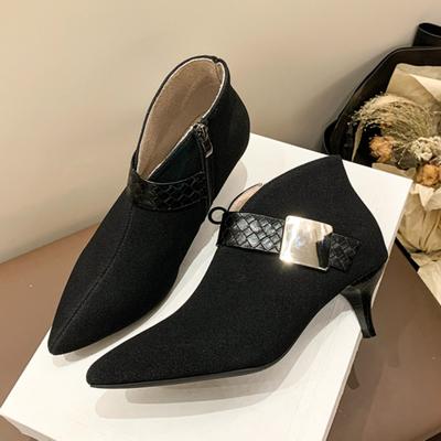 Bottines Pointues pour Femmes Neuf Talons Hauts Chaussures en Daim Hiver Élégantes Chaussures Décontractées Tendance 2025 Chelsea Fad Botas Mujer