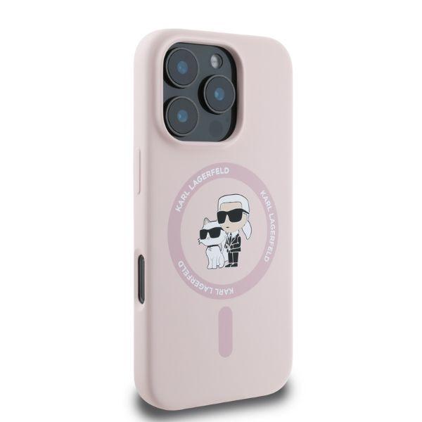 Karl Lagerfeld Klhmp16Lscmkcrhp Iphone 16 Pro 6.3 Różowy/Pink Hardcase Silicone Karl&Choupette Ring Magsafe