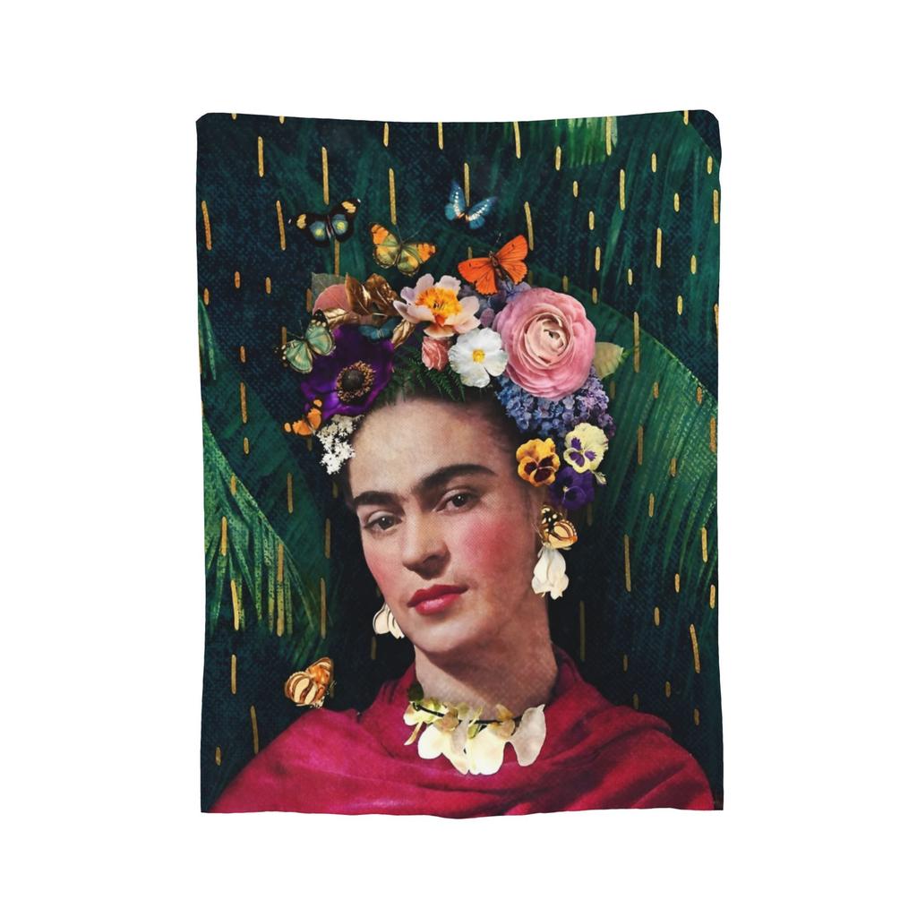 México Artista F-Frida K-Kahlo Mantas de Franela Manta Decorativa Impresionante para Sofá Ropa de Cama Sala de Estar 150*125cm Felpa Colcha Fina,
