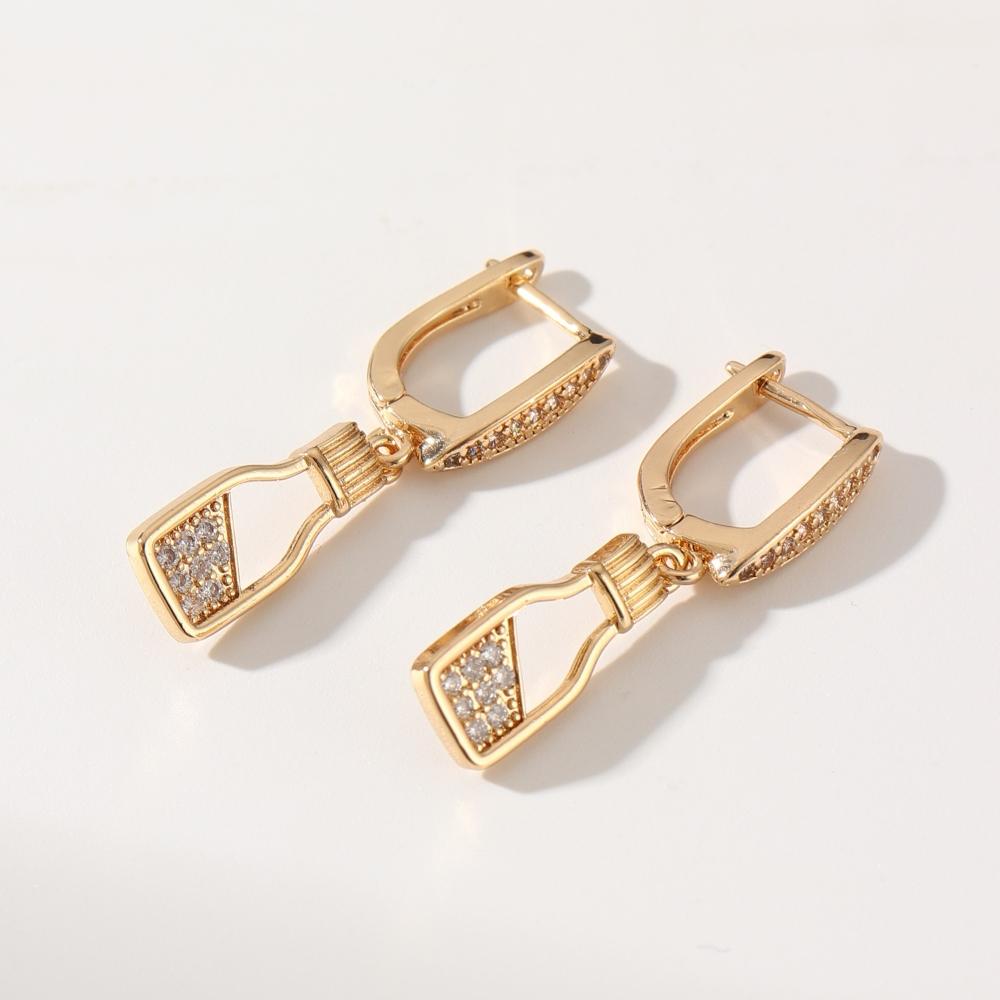 1 Pair Fashion Hollow Bottle Dangle Earrings for Women Cubic Zirconia Jewelry Daily Wedding Party Accessories