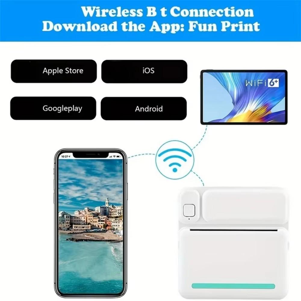 MINI Print Portable Thermal Printer Photo Pocket Thermal Label Printer 58mm Printing Wireless BT Android IOS