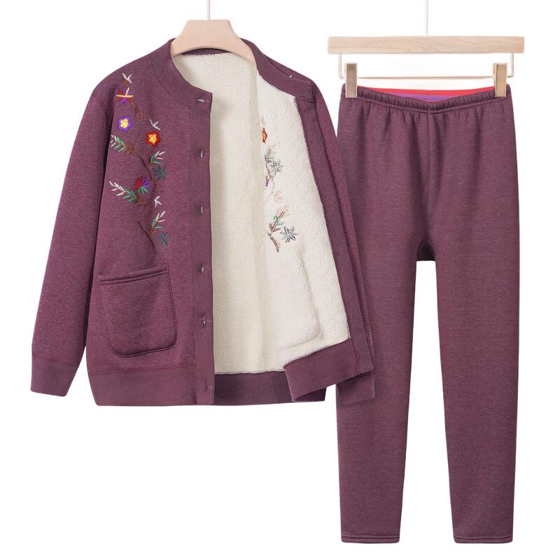 Fengxiao Winter Floral Long-Sleeved Round Neck Loungewear Set
