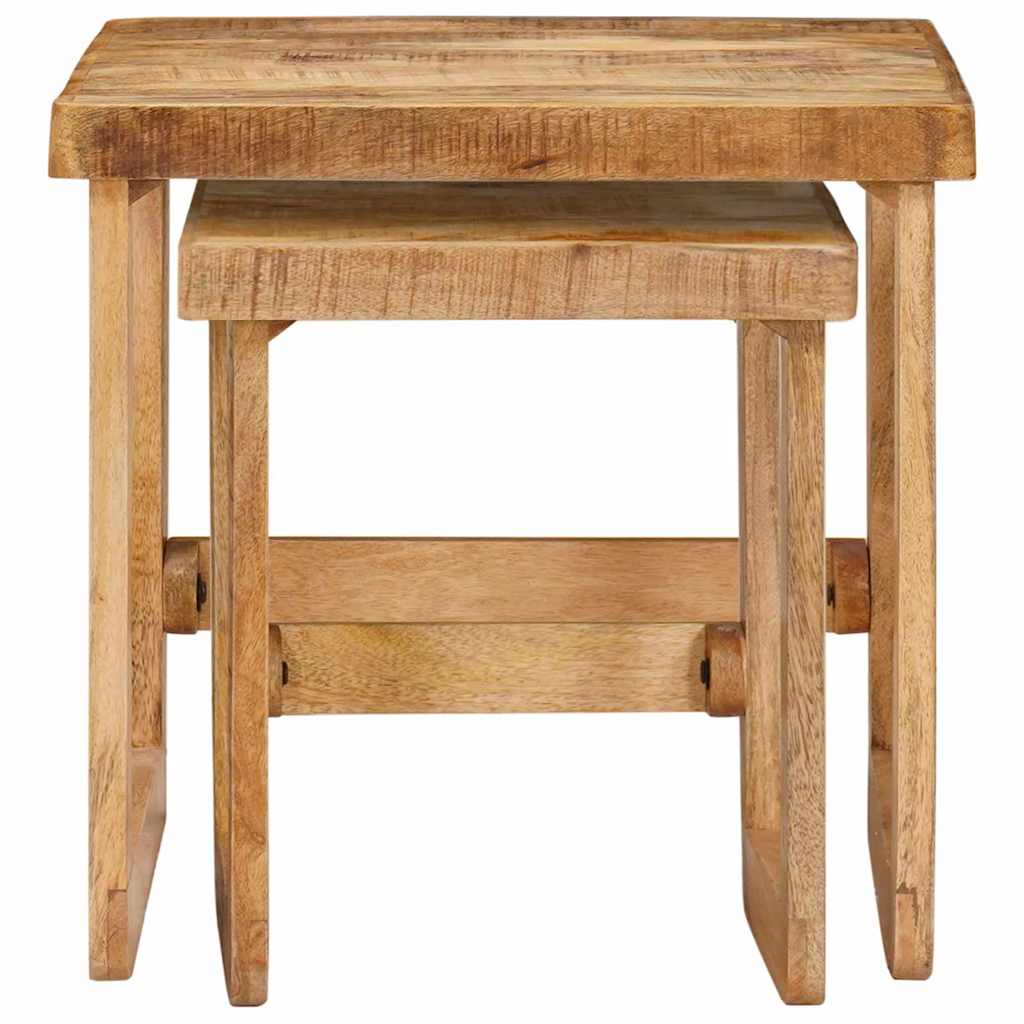 2 Piece Nesting Tables Brown 46 X 46 X 45 Cm Solid Mango Wood
