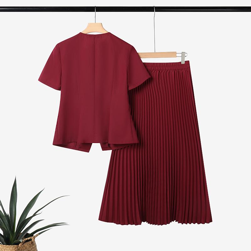 ZANZEA Women Short Sleeve Slim Blouse and Pleated Skirts Summer Two Piece Suit Sets