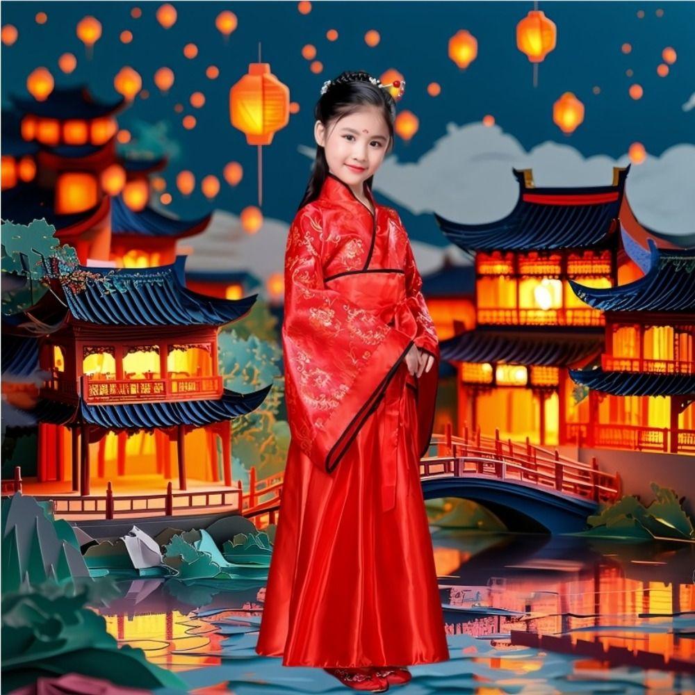Silk Robe Hanfu Dress Ethnic Chinese Traditional Clothes Fashion Chinese Style Clothes Girls