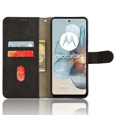 For Motorola Moto G45 5G/G34 5G Leather Case Wallet Phone Cover Skin-Touch Texture