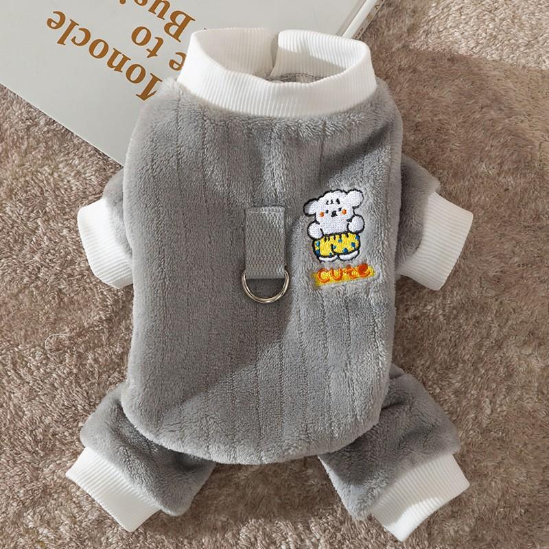 Dog Clothes Flannel Autumn and Winter Warm Traction Four-legged Fleece Jacket Teddy Bear Small Dog Pet Clothing