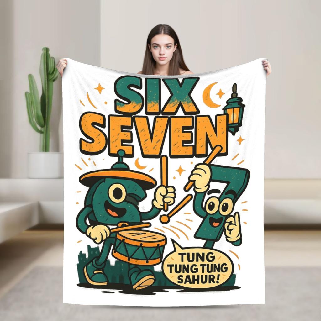 Warm Blanket Travel 67 Six Seven 6 7 Funny Italian Brainrot Gaming Meme Throw Blanket  Flannel Bedspread For Bedroom Bed Cover