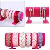 Heißes Pink Farbe Samt Separates Abnehmbares Schmuck Stirnband Haarreif Haarband Haarspange Halter Präsentationsständer Rack Organizer