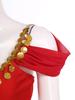 Ladies India Dance Costume S-3XL Sequin Tassel Bodysuit Dress V Neck Cutout Open Front Chiffon Hem with Built-in Shorts for Belly Dance
