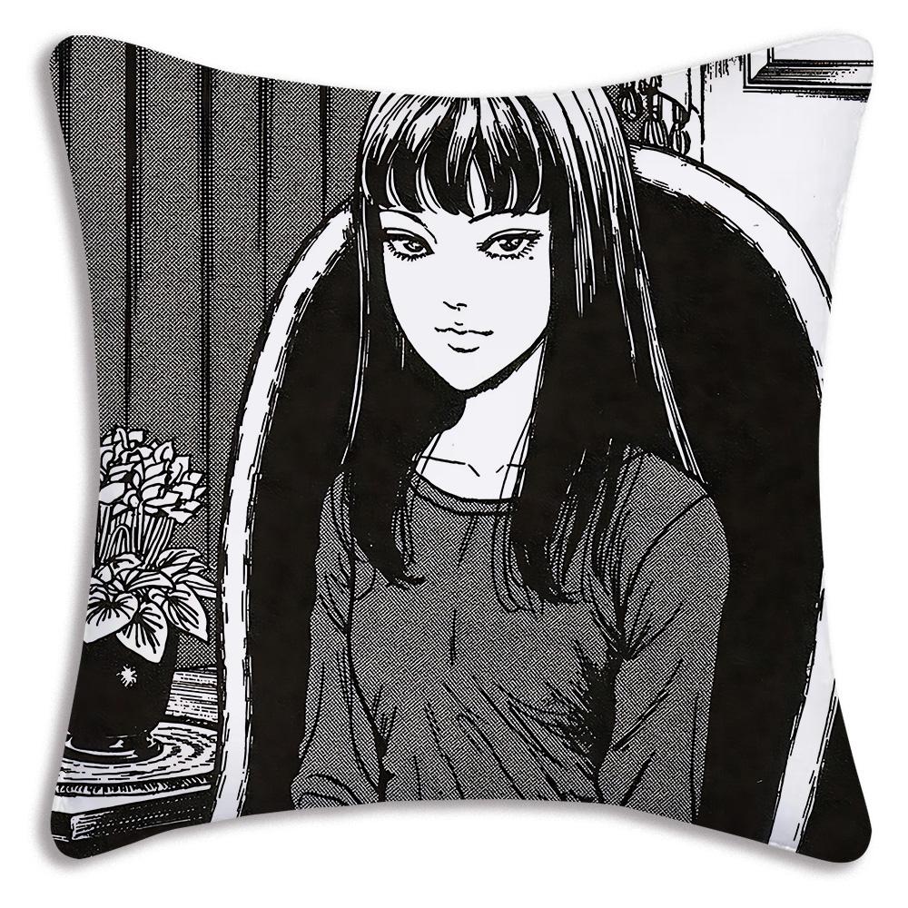 Classic manga For T-Tomie Pillow Covers Cartoon Sofa Decorative Home Double-sided Printing Short Plush Cute Cushion Cover