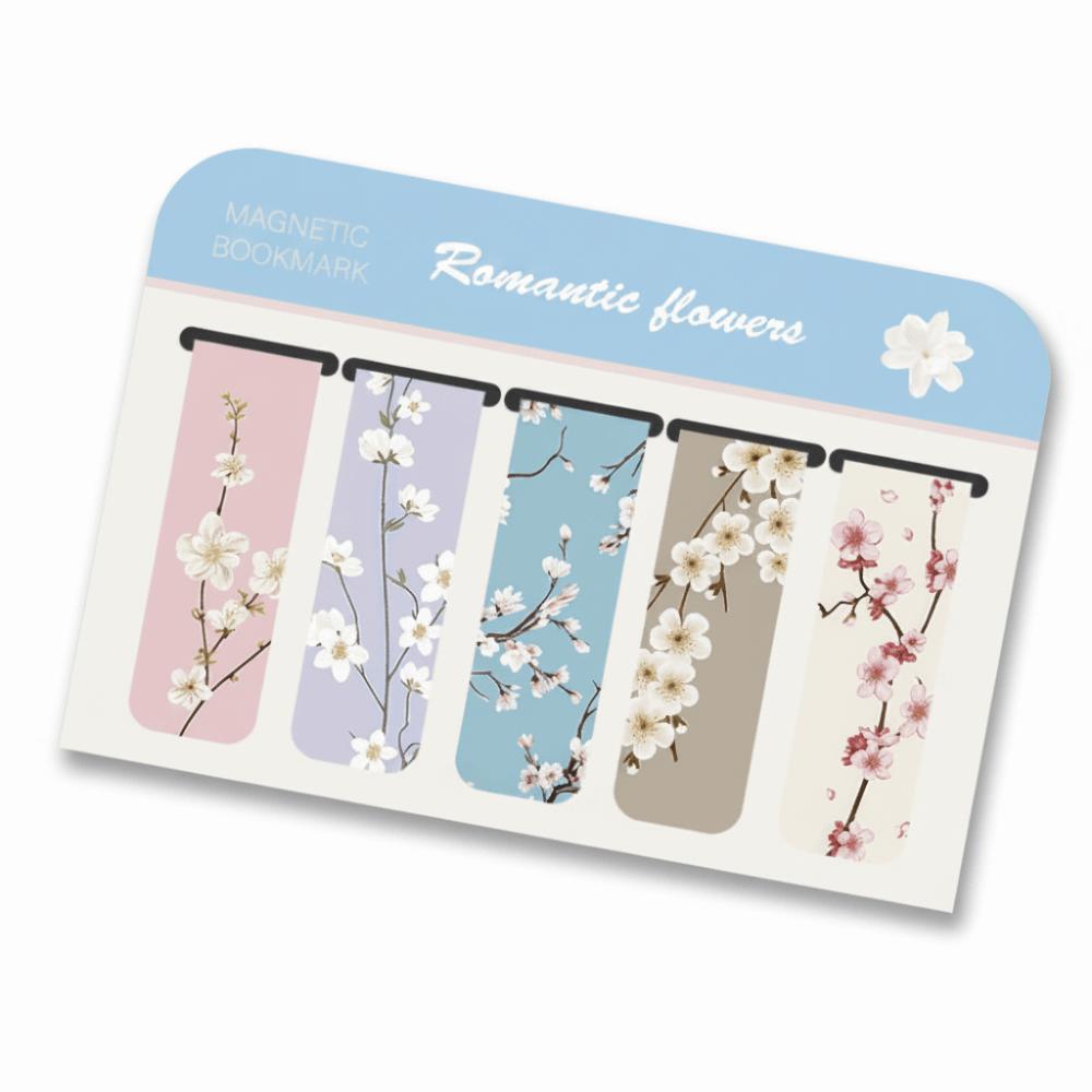 5 Pcs/Set Flower Pattern Annotated Bookmarks  for Reading, Annotation, and Gift