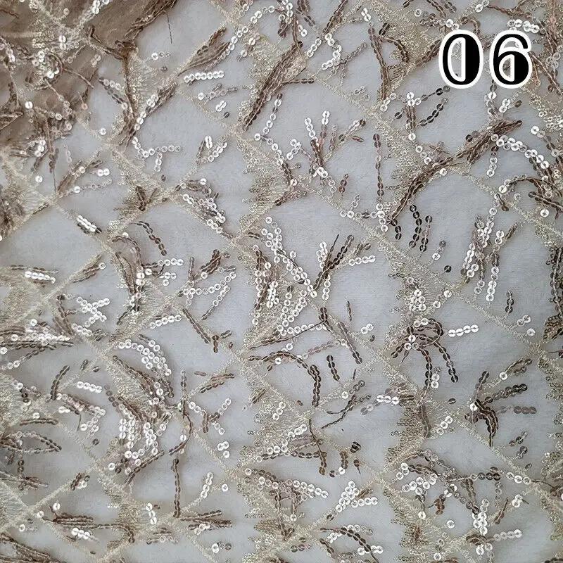 Sequins Embroidered Lace Fabric Diamond Fringe Wedding Dress Material Elegant Beads French Sequins Lace Fabric For Clothing