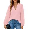 European and American Women's Clothing New Solid Color V-neck Lace Chiffon Shirt