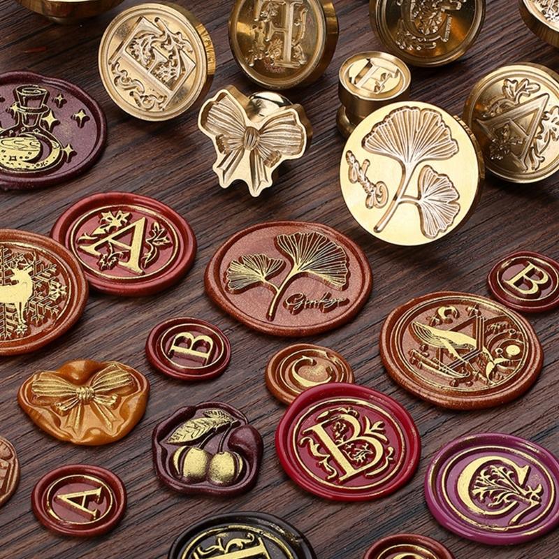 Wax Seal Stamp Gift Box Set 26 Letters Sealing Wax Stamps with 2pcs Wooden Handles Wax Stamp Kits for Cards Envelopes
